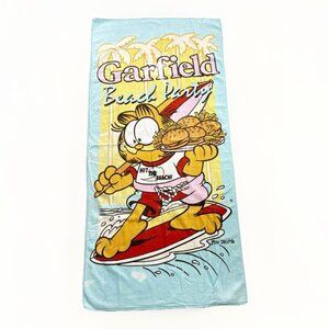 Vintage Garfield Beach Party Towel 1978 Franco Surfing W/ Burgers Jim Davis